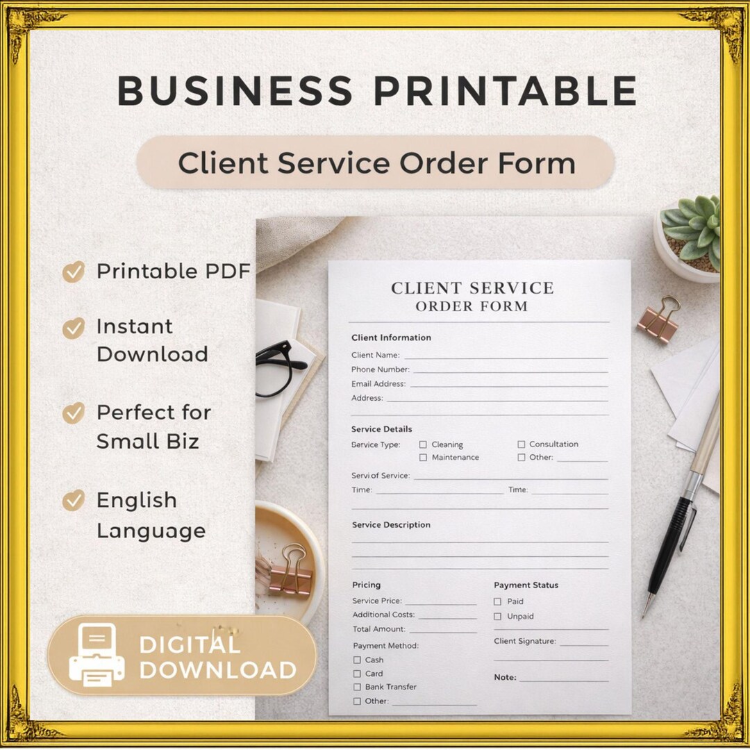 Client-service Order Form Printable | Business-form PDF | Service ...