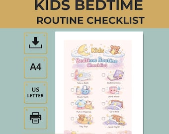 Kids Bedtime Routine Checklist: Evening Schedule (PDF Download)