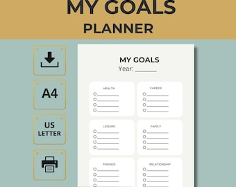Minimalist Goal Planner Worksheet: Life Goals Tracker (PDF Download)