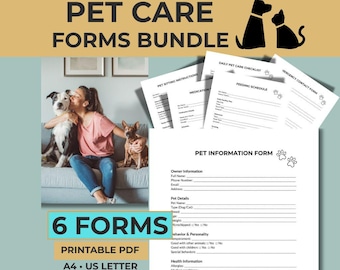 Dog Health Record Printable, Pet Medication Tracker, Vet Log, Pet Care Checklist Bundle PDF