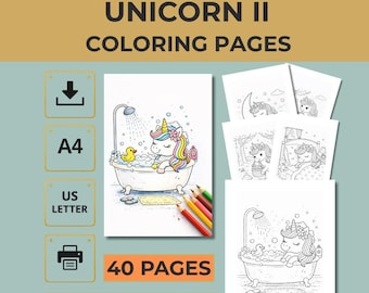 Unicorn Coloring Pages for Kids – 40 Printable Activity Sheets (PDF)
