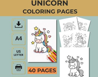 Unicorn Coloring Book for Kids Ages 3–6 – 40 Printable Pages (PDF Download)