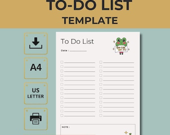 Frog Daily To Do List Printable, Kids Checklist Planner (A4 US Letter)
