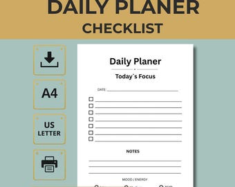 Minimalistischer Tagesplaner Printable A4 US Letter To-Do Liste PDF