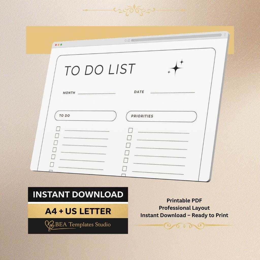 To Do List Printable Minimalist Daily Planner PDF Download - Etsy Australia