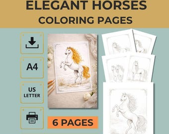 Vintage Horse Coloring Pages Printable PDF 6 Elegant Designs for Adults A4 US Letter