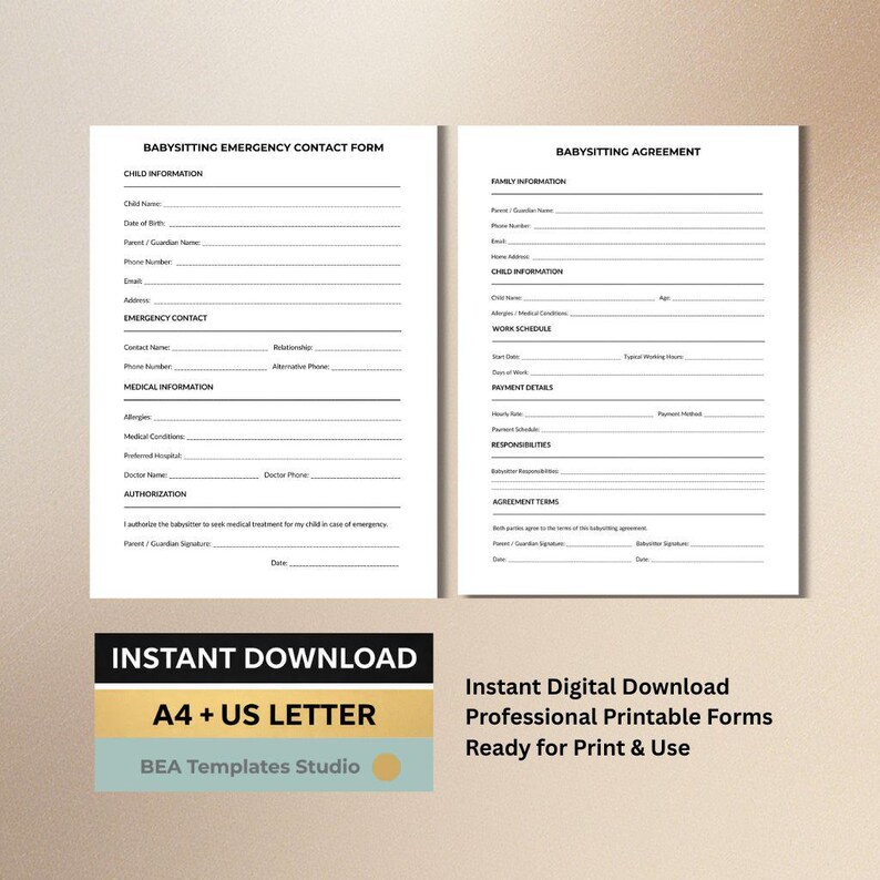 Babynet Forms.pdf Babysitting Forms Bundle, Nanny Documents, Childcare Templates ...
