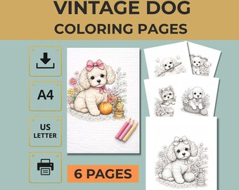 Dog Coloring Pages Printable PDF – 6 Designs for Kids (A4/US Letter)