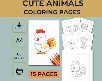 Toddler Animals Coloring Book 15 Simple Pages Printable PDF Ages 2–4