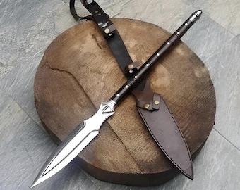Lanza vikinga de acero al carbono forjada a mano / 89 cm / Inspirada en la época medieval