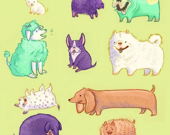 Digital Illustration of Happy Dogs