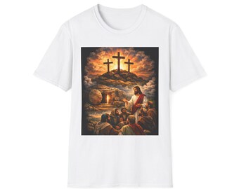 Jesus with Disciples and Three Crosses T-Shirt | Resurrection Religious Tee