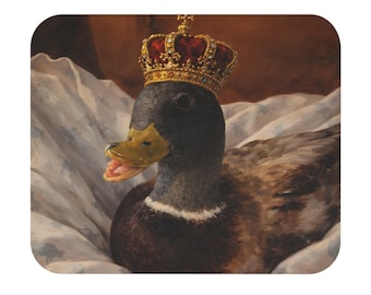 Crowned Call Duck Mouse Pad | Vintage Animal Portrait Desk Mat