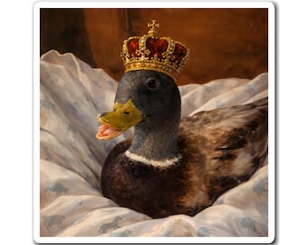 Royal Duck Portrait Magnet | Whimsical Crowned Charm