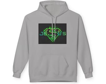 Jesus Superman Neon Green Unisex Midweight Softstyle Fleece Hoodie