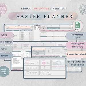 Easter Planner Spreadsheet, Excel Holiday Budget, Meal Plan And Gift List