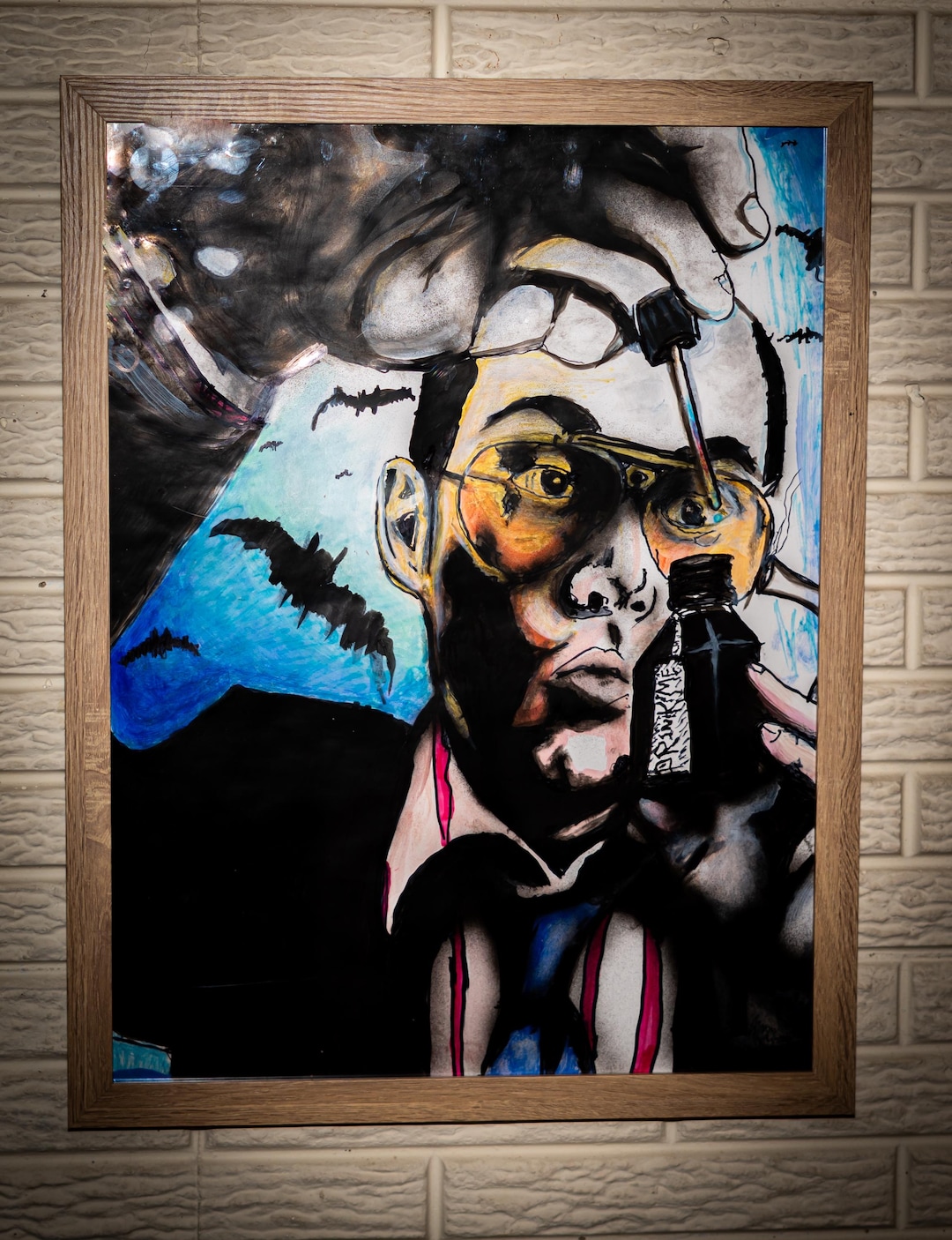 Hunter S. Thompson Adrenochrome Framed Handmade Painting 18 X 24in - Etsy