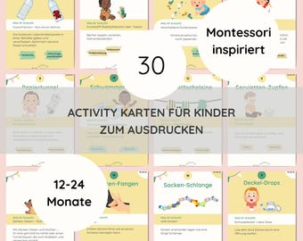 30 tarjetas de actividades Montessori para niños pequeños de 1 a 2 años - Actividades de interior sin pantallas - Imprimibles