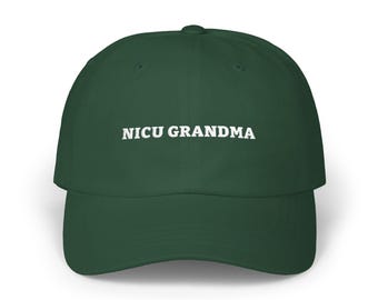 NICU Grandma Hat in 6 Colors incl. Black and Spruce Green, Low Profile Embroidered Cap, Gift for a New Grandma