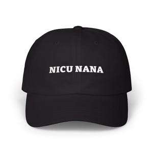 NICU Nana Hat, Embroidered Low Profile Cap in Spruce Green or Black with White Thread, Gift for a New Nana zdjęcie 2