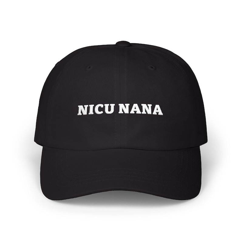 NICU Nana Hat, Embroidered Low Profile Cap in Spruce Green or Black with White Thread, Gift for a New Nana zdjęcie 2