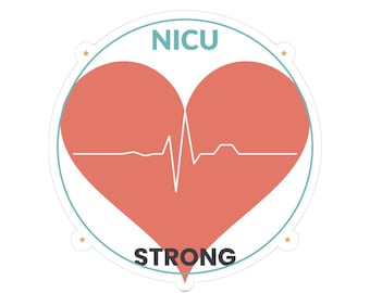 NICU Strong Heart Sticker | Preemie EKG Vinyl Decal | Water-Resistant NICU Parent Keepsake