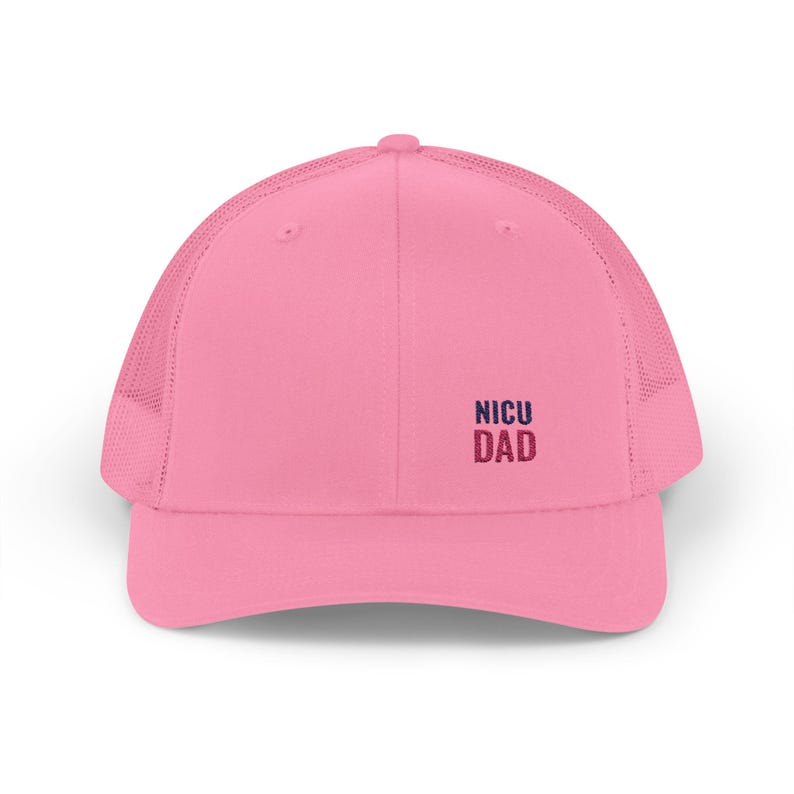 NICU DAD Trucker Hat in 4 Colors incl. Heather Grey and Pink, Embroidered Mesh Snapback, Gift for a New Dad Bild 4