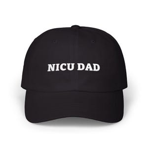 NICU DAD Hat in Black or Spruce Green, White Stitched Low Profile Cap for a NICU Dad, Father's Day or Going Home Gift afbeelding 2