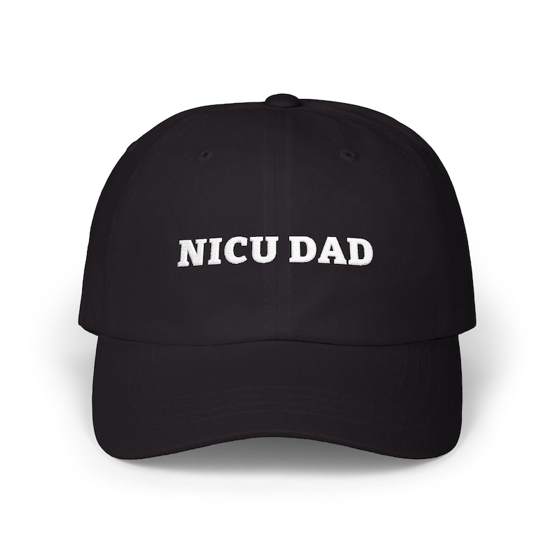 NICU DAD Hat in Black or Spruce Green, White Stitched Low Profile Cap for a NICU Dad, Father's Day or Going Home Gift afbeelding 2