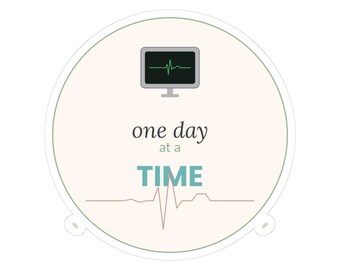 One Day at a Time | NICU Parent Sticker | EKG Heart Vinyl Decal | Preemie Mom Dad Gift
