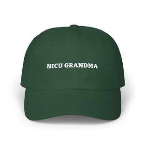 NICU Grandma Hat, Embroidered Low Profile Cap in Spruce Green or Black with White Thread, Gift for a New Grandma Bild 1