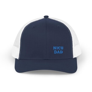NICU DAD Trucker Hat in 5 Colors incl. Navy and Black, Gift for a New Dad, Embroidered Mesh Snapback afbeelding 1