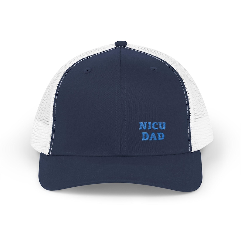 NICU DAD Trucker Hat in 5 Colors incl. Navy and Black, Gift for a New Dad, Embroidered Mesh Snapback afbeelding 1