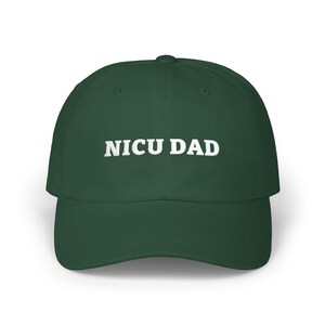 NICU DAD Hat in Black or Spruce Green, White Stitched Low Profile Cap for a NICU Dad, Father's Day or Going Home Gift afbeelding 1
