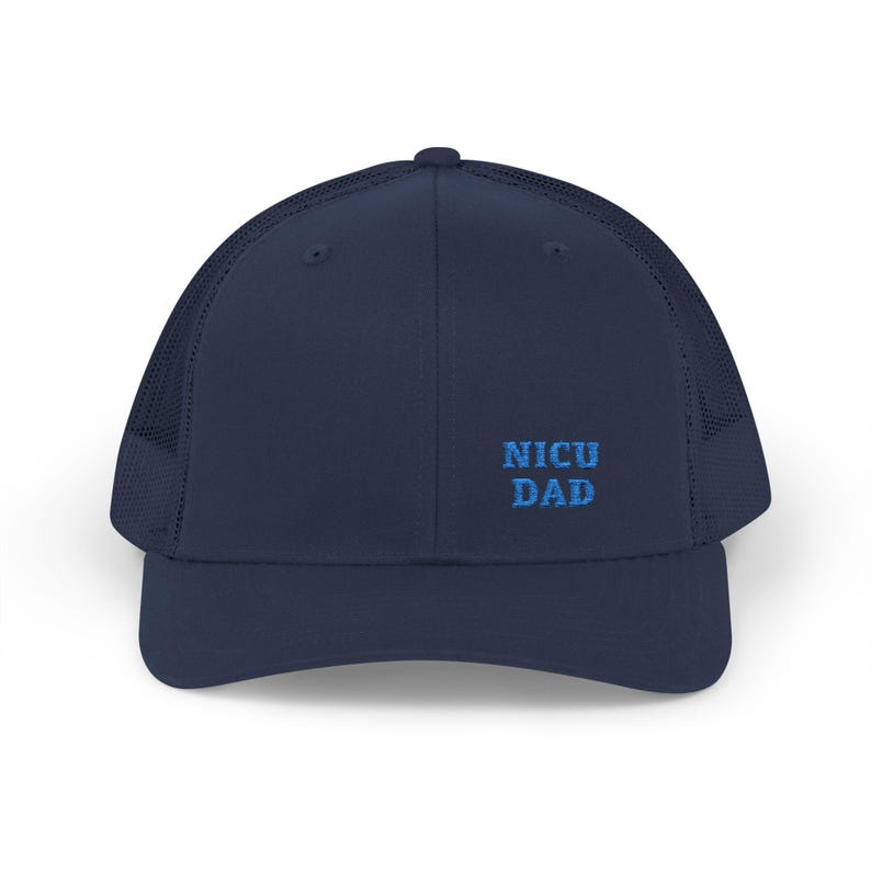 NICU DAD Trucker Hat in 5 Colors incl. Navy and Black, Gift for a New Dad, Embroidered Mesh Snapback afbeelding 4