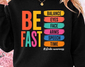 BE FAST Schlaganfall Bewusstsein PNG, Retro medizinische Warnschilder Sublimation, Gesundheitserziehung Digitaler Download, Krankenschwester Shirt Design