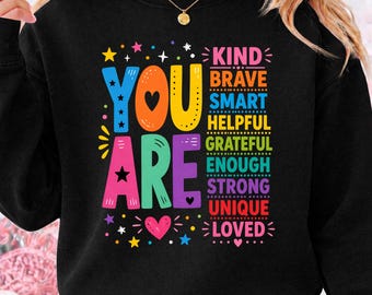 You Are Kind Brave Smart PNG, Positives Affirmations-Zitat-Design, bunte motivierende Kindertypografie