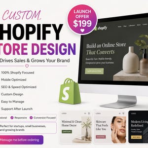 カスタムShopifyウェブサイトデザインとテーマカスタマイズ、プラグインとSEO、サポート付きプレミアムパッケージ