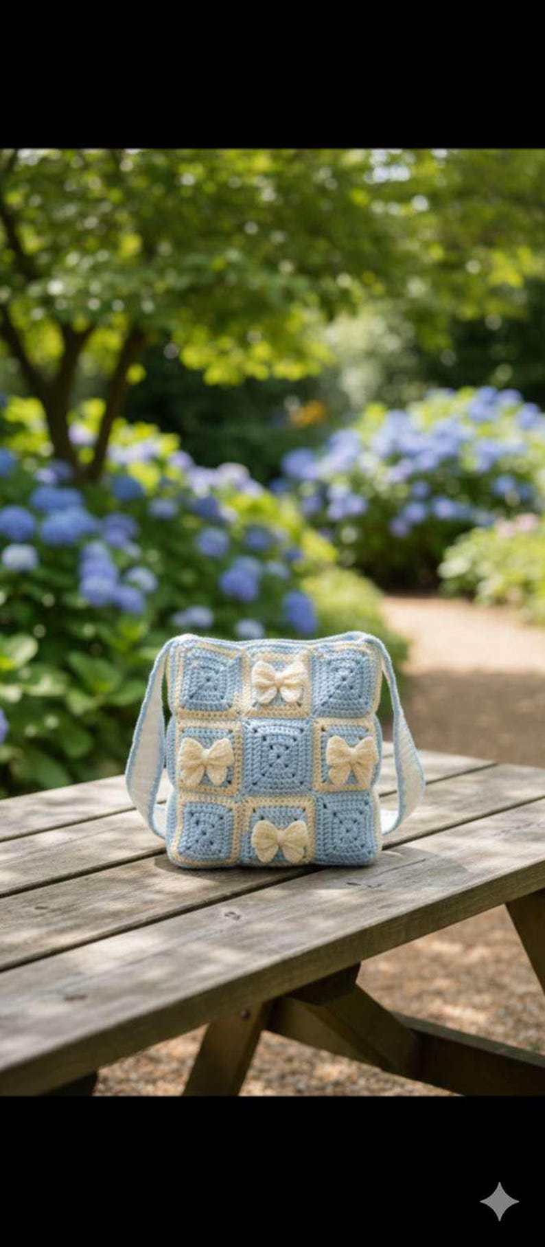 Crochet Bow Tote Bag Pattern, Coquette Granny Square Purse (Digital PDF Download) image 6