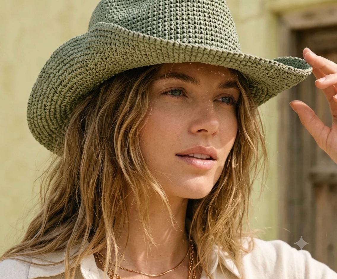 30 Cowboy Hat Crochet Patterns for Western-Inspired Hats, Miniatures, and Giftable Makes 9 Western Sun Hat Crochet Pattern