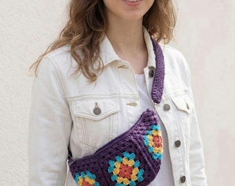 Crochet Granny Square Fanny Pack Pattern – Boho Belt Bag (Digital PDF)