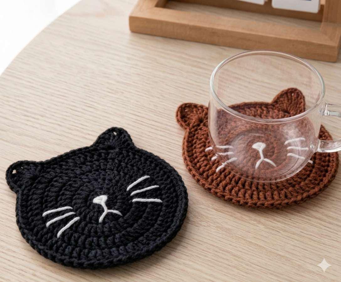 37 Cat Coaster Crochet Patterns for Cat Lovers, Gifts, and Cozy Home Decor 30 Crochet Cat Coaster