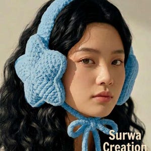 Star Crochet Earmuff Pattern, Y2K Plush Ear Warmers (Digital PDF Download)