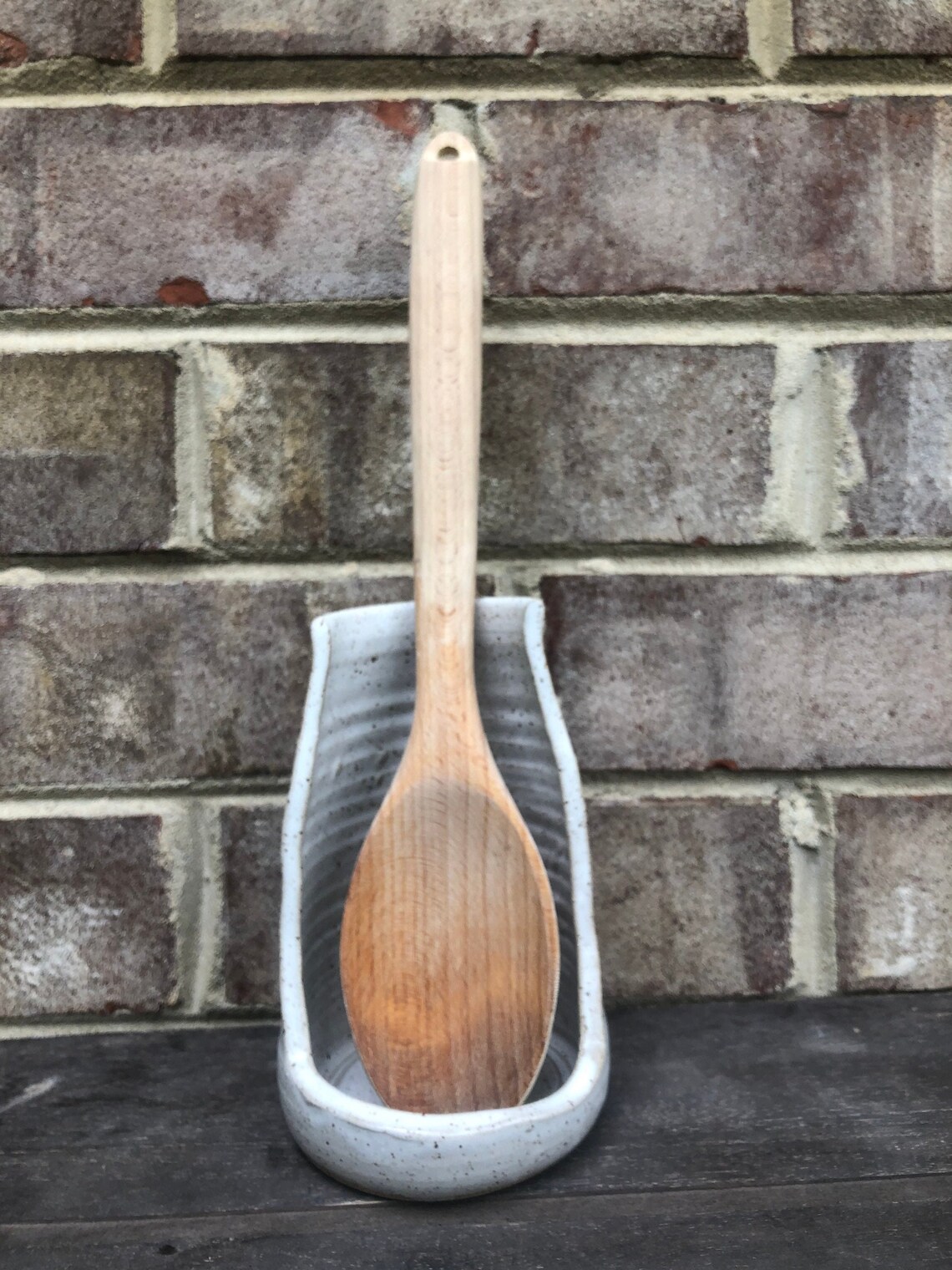 Upright spoon rest spoon holder Ready to shippotterywhite Etsy
