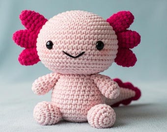 Axolotl Crochet Pattern PDF - Amigurumi Axolotl Tutorial - Pink Salamander Plushie Guide - Digital Download