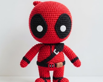 Deadpool Amigurumi Crochet Pattern PDF, Chibi Plush Tutorial (Digital Download)