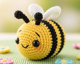Crochet Bee Pattern PDF – Amigurumi Bumblebee Plush Toy (Digital Download)