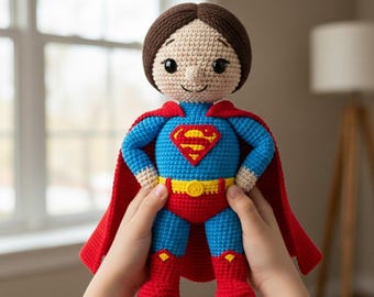 Superhero Crochet Doll Pattern PDF – Amigurumi Hero with Cape – Digital Download