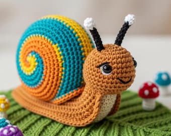 Amigurumi Snail Crochet Pattern – Rainbow Garden Plushie (PDF Download)