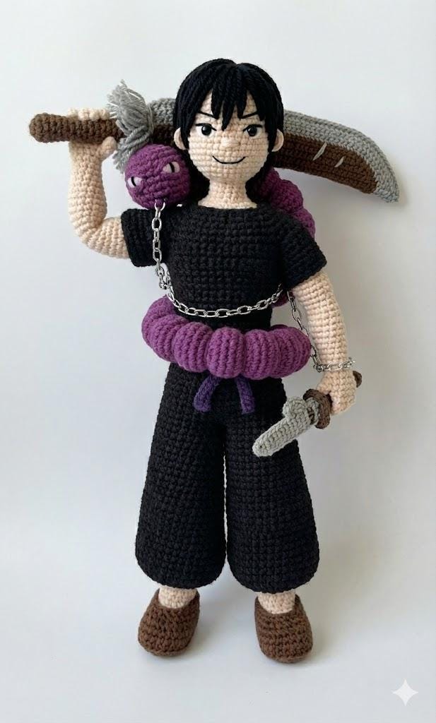 Toji Fushiguro Crochet Pattern PDF, Jujutsu Kaisen Amigurumi Doll